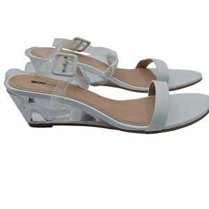 Matiko Heely Shoes Womens Size‎ 41 Clear White Wedge Sandals Lucite Heel Strappy